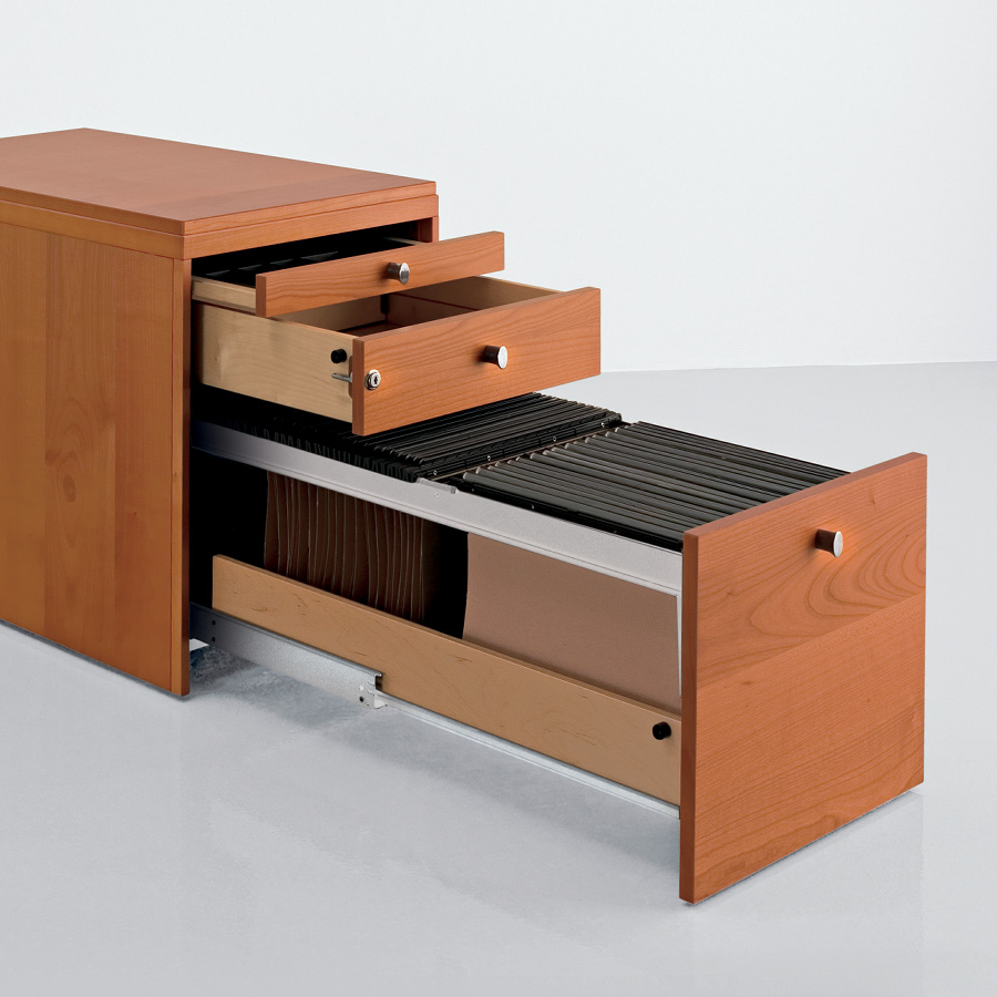 Three-drawer storage unit with desk supplies organizer